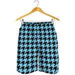 Blue And Black Houndstooth Pattern Print Men's Shorts