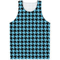 Blue And Black Houndstooth Pattern Print Men's Tank Top