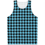 Blue And Black Houndstooth Pattern Print Men's Tank Top