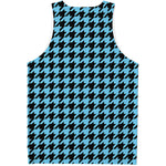 Blue And Black Houndstooth Pattern Print Men's Tank Top