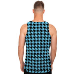 Blue And Black Houndstooth Pattern Print Men's Tank Top