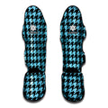 Blue And Black Houndstooth Pattern Print Muay Thai Shin Guards