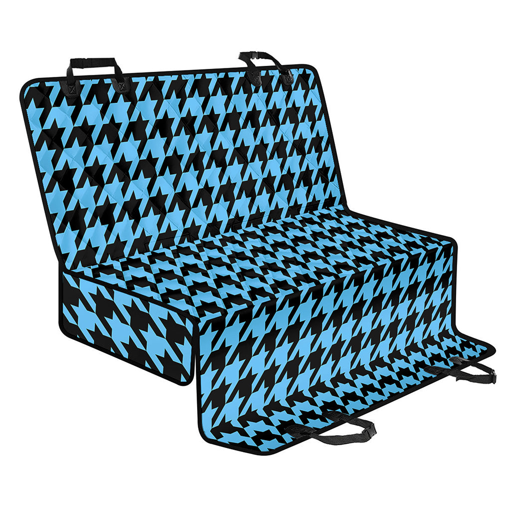 Blue And Black Houndstooth Pattern Print Pet Car Back Seat Cover