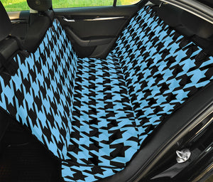 Blue And Black Houndstooth Pattern Print Pet Car Back Seat Cover