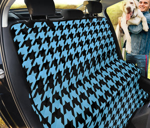 Blue And Black Houndstooth Pattern Print Pet Car Back Seat Cover