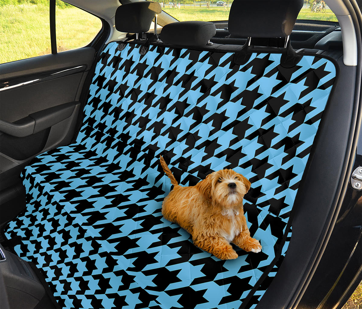 Blue And Black Houndstooth Pattern Print Pet Car Back Seat Cover