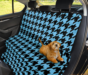 Blue And Black Houndstooth Pattern Print Pet Car Back Seat Cover