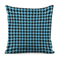 Blue And Black Houndstooth Pattern Print Pillow Cover