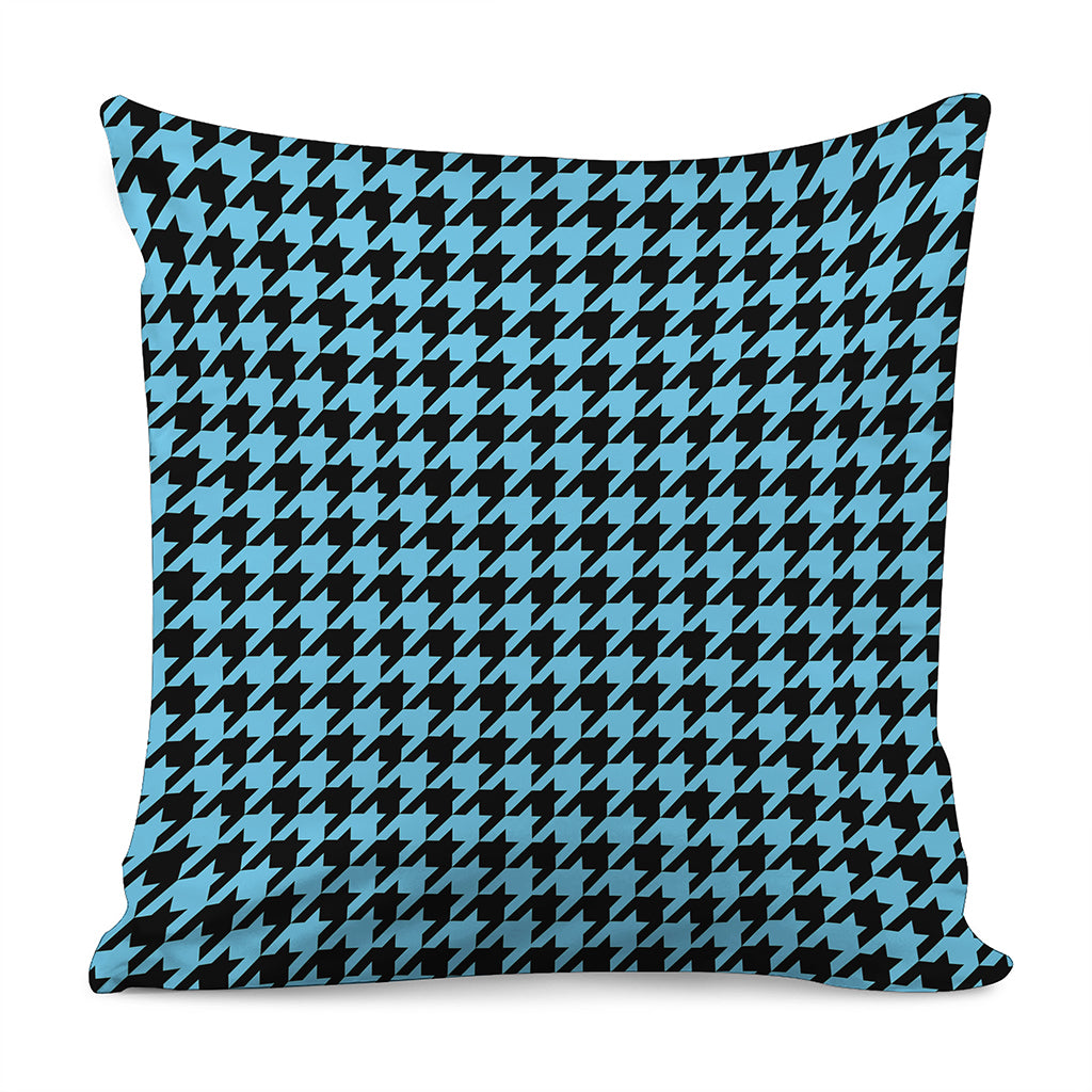 Blue And Black Houndstooth Pattern Print Pillow Cover