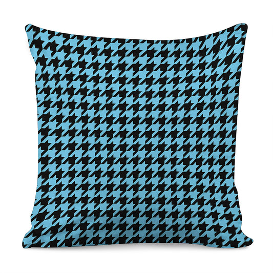 Blue And Black Houndstooth Pattern Print Pillow Cover