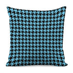 Blue And Black Houndstooth Pattern Print Pillow Cover