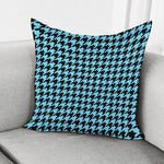 Blue And Black Houndstooth Pattern Print Pillow Cover
