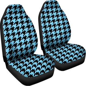 Blue And Black Houndstooth Pattern Print Universal Fit Car Seat Covers