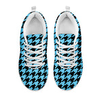 Blue And Black Houndstooth Pattern Print White Sneakers