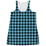 Blue And Black Houndstooth Pattern Print Women's Racerback Tank Top