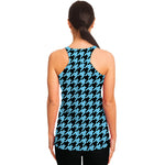 Blue And Black Houndstooth Pattern Print Women's Racerback Tank Top