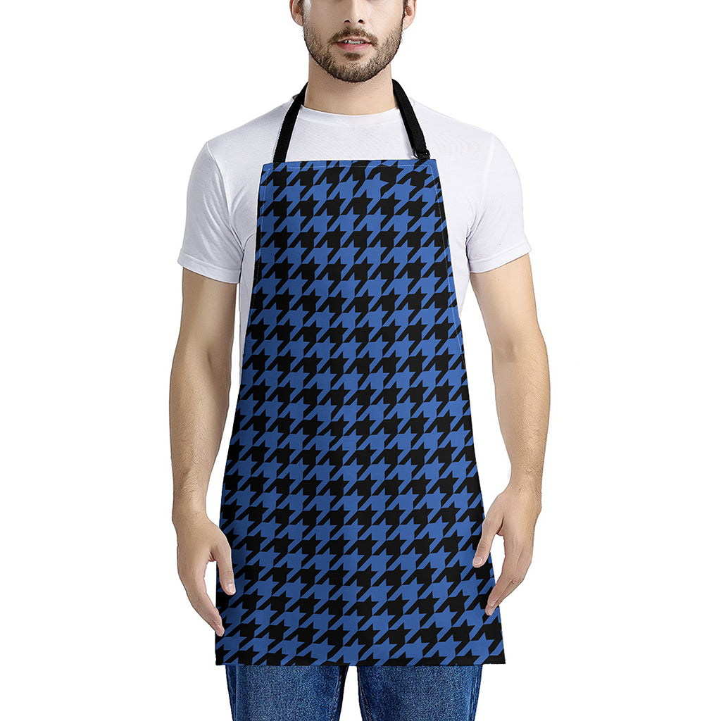 Blue And Black Houndstooth Print Apron