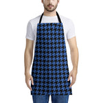 Blue And Black Houndstooth Print Apron