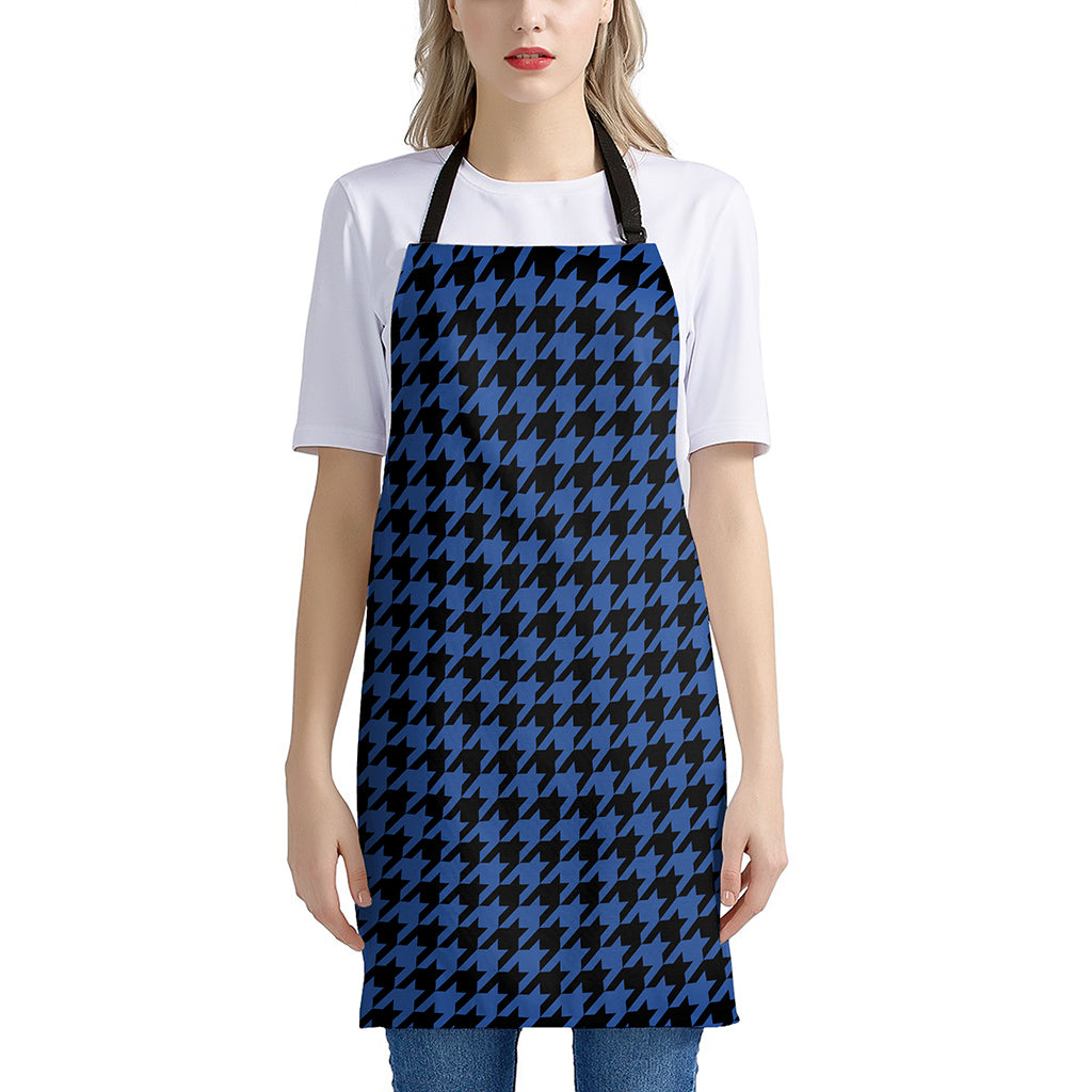 Blue And Black Houndstooth Print Apron