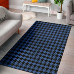 Blue And Black Houndstooth Print Area Rug