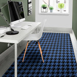Blue And Black Houndstooth Print Area Rug