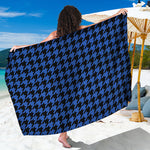 Blue And Black Houndstooth Print Beach Sarong Wrap