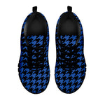 Blue And Black Houndstooth Print Black Sneakers