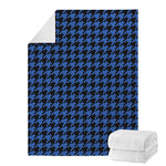 Blue And Black Houndstooth Print Blanket