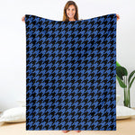 Blue And Black Houndstooth Print Blanket