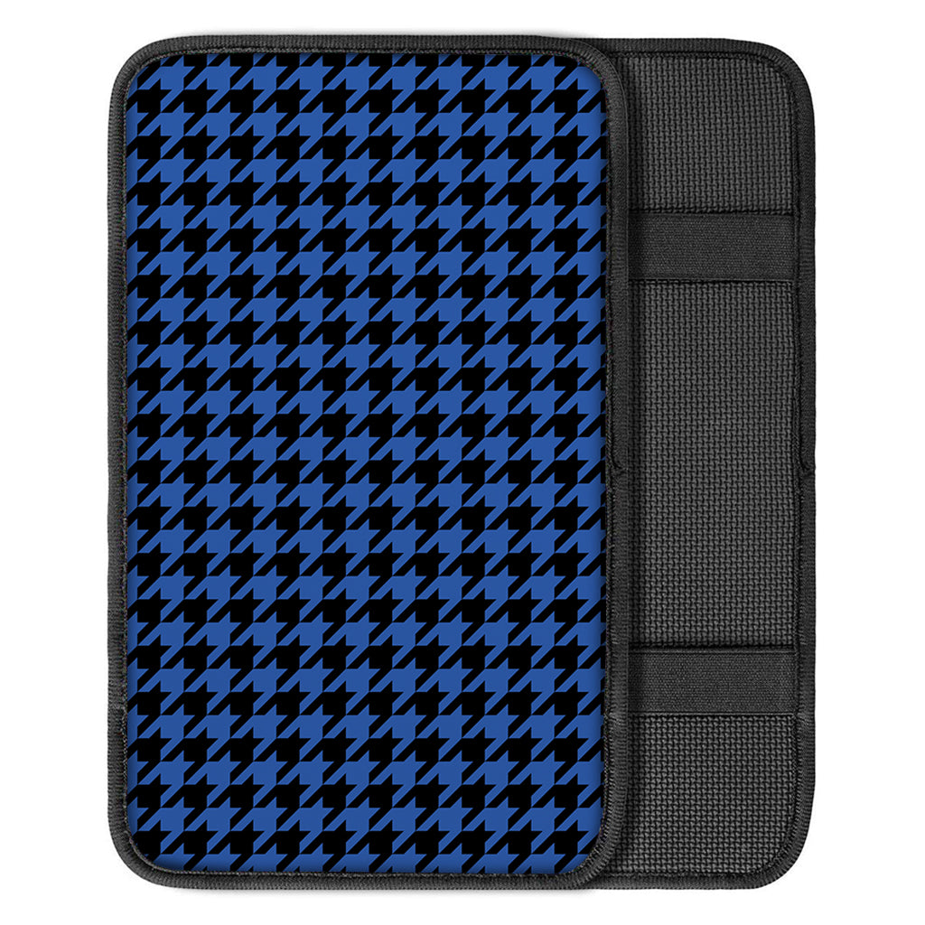 Blue And Black Houndstooth Print Car Center Console Cover