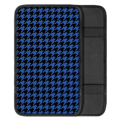 Blue And Black Houndstooth Print Car Center Console Cover