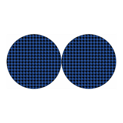 Blue And Black Houndstooth Print Car Coasters