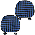 Blue And Black Houndstooth Print Car Headrest Covers