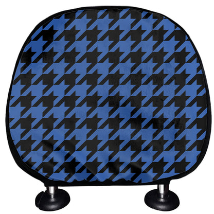 Blue And Black Houndstooth Print Car Headrest Covers