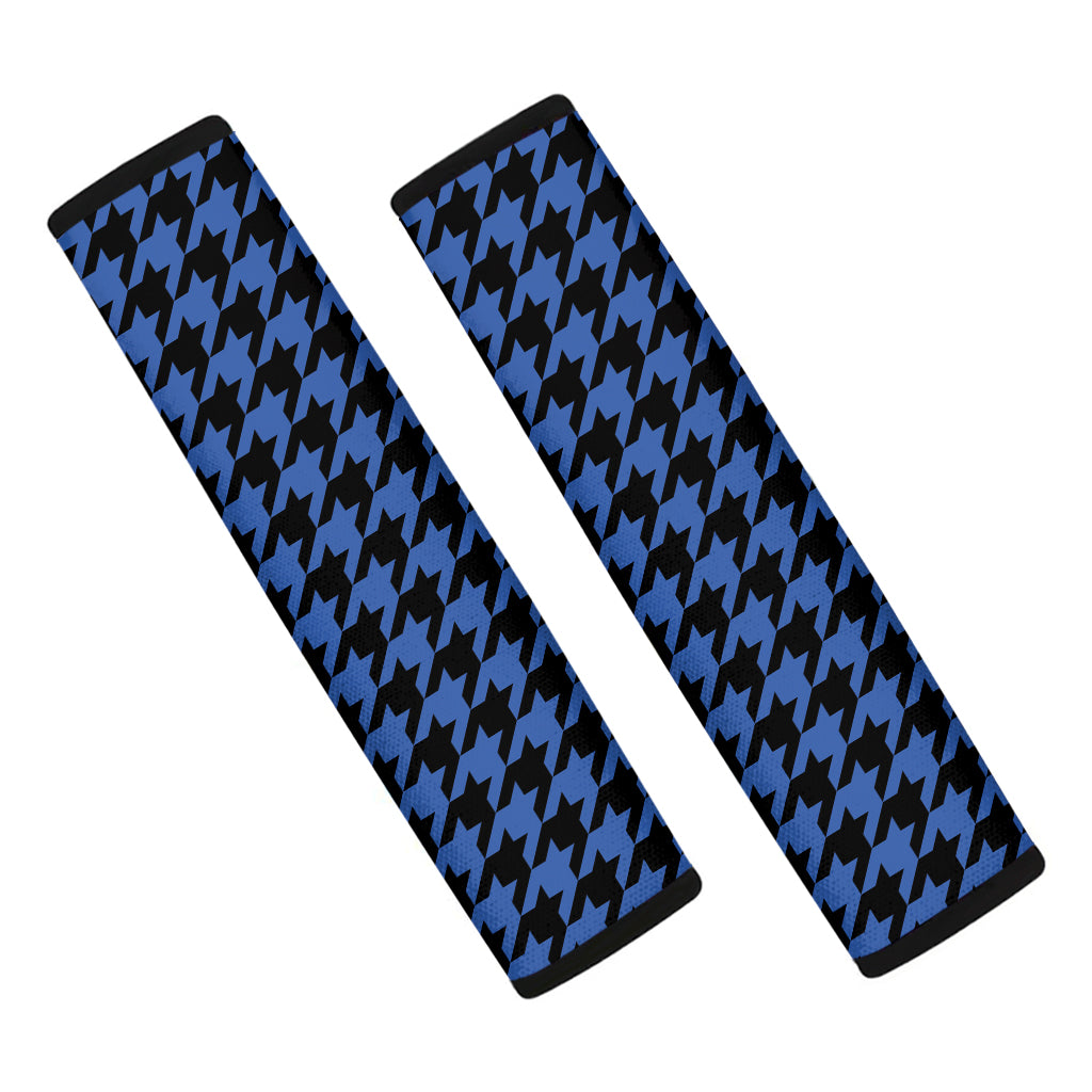 Blue And Black Houndstooth Print Car Seat Belt Covers