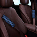 Blue And Black Houndstooth Print Car Seat Belt Covers