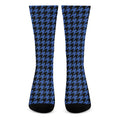 Blue And Black Houndstooth Print Crew Socks