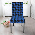 Blue And Black Houndstooth Print Dining Chair Slipcover