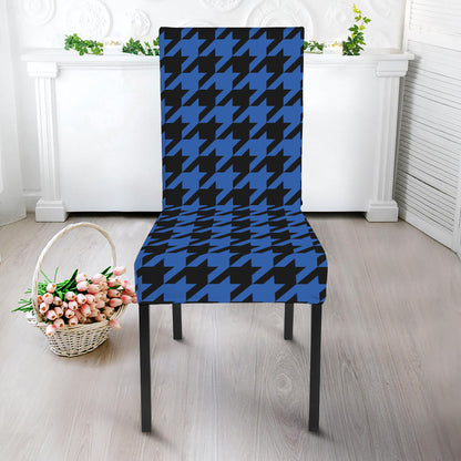 Blue And Black Houndstooth Print Dining Chair Slipcover