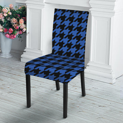 Blue And Black Houndstooth Print Dining Chair Slipcover