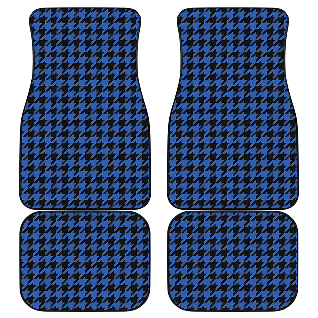 Blue And Black Houndstooth Print Front and Back Car Floor Mats