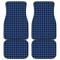Blue And Black Houndstooth Print Front and Back Car Floor Mats