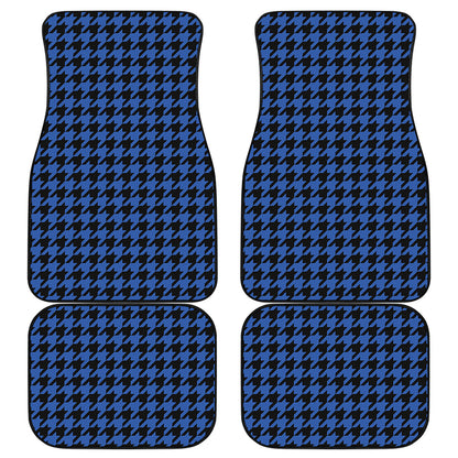 Blue And Black Houndstooth Print Front and Back Car Floor Mats