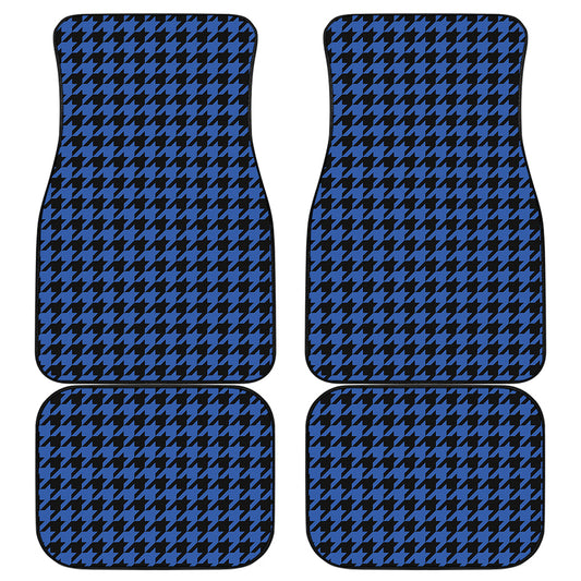 Blue And Black Houndstooth Print Front and Back Car Floor Mats