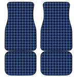 Blue And Black Houndstooth Print Front and Back Car Floor Mats