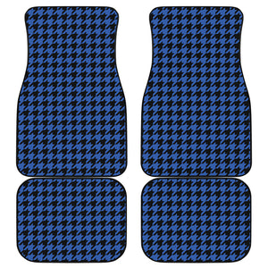 Blue And Black Houndstooth Print Front and Back Car Floor Mats