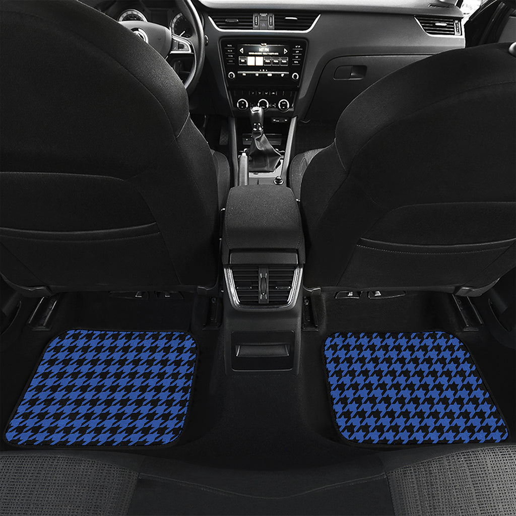 Blue And Black Houndstooth Print Front and Back Car Floor Mats