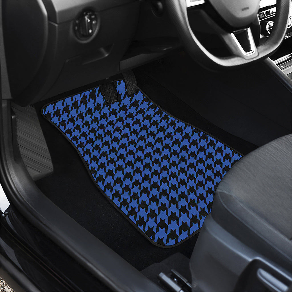 Blue And Black Houndstooth Print Front and Back Car Floor Mats