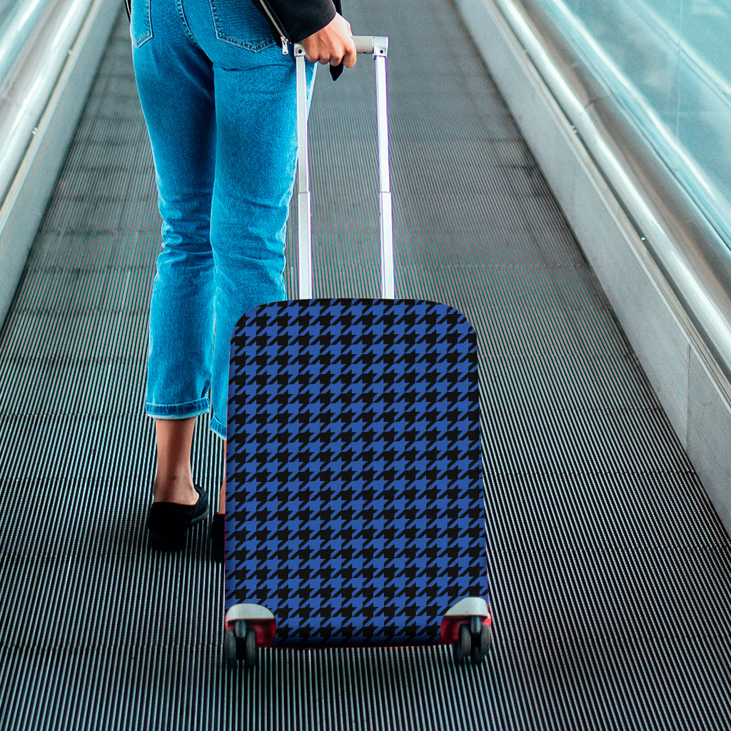 Blue And Black Houndstooth Print Luggage Cover