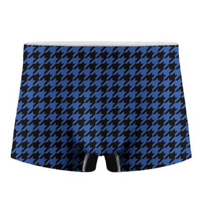 Blue And Black Houndstooth Print Men's Boxer Briefs